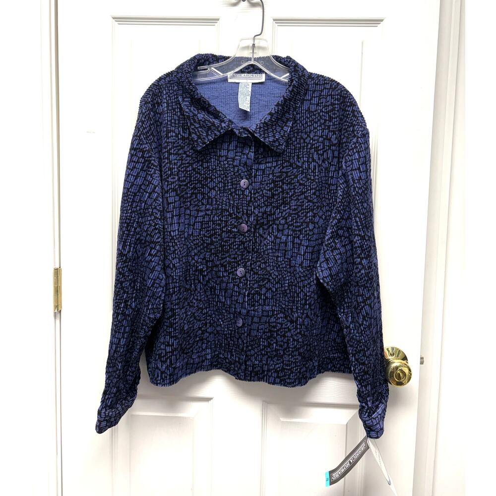 Jessica Howard Shirt Blue Corduroy Shacket NWT Women’s Size 16 Scales Jacket